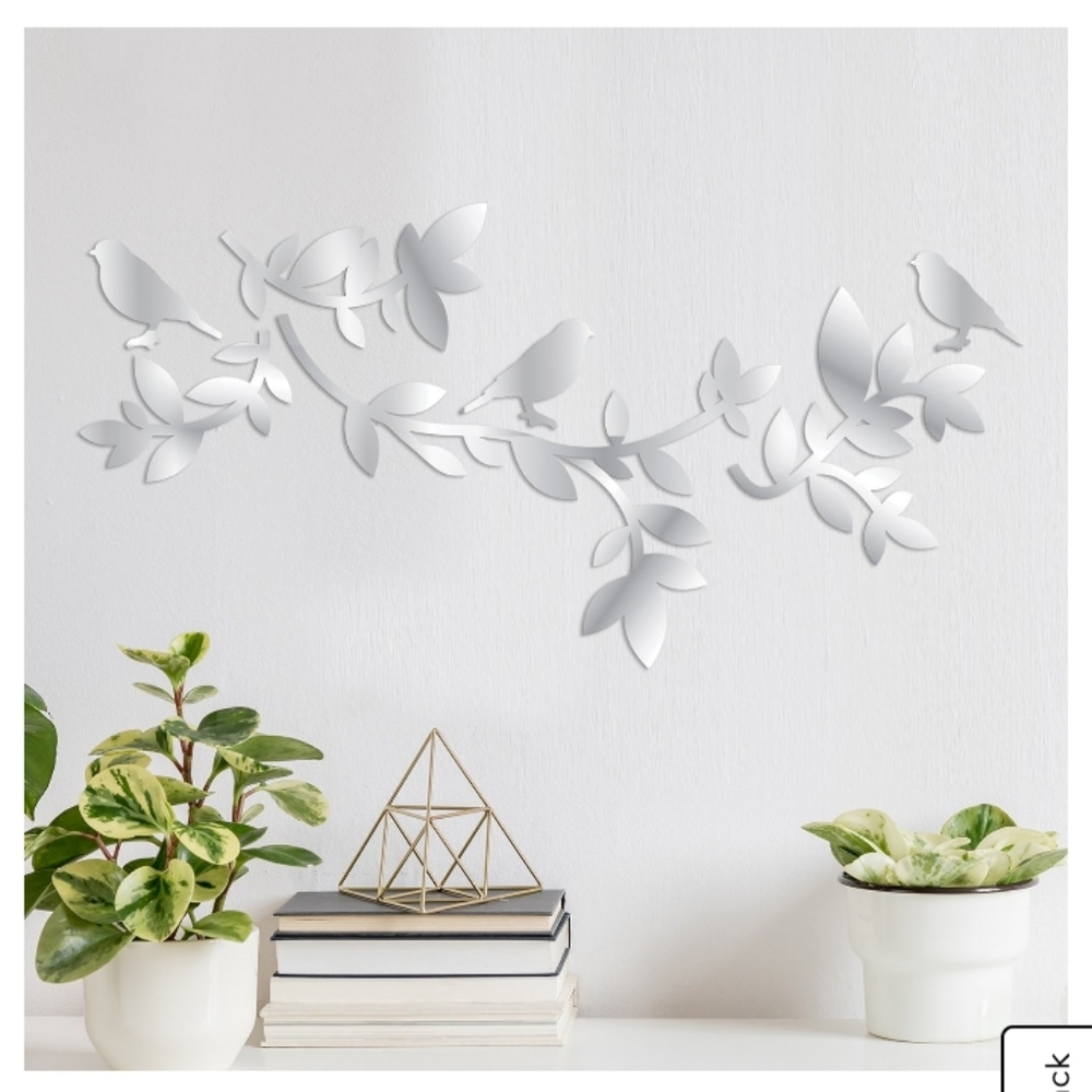 Branches with birds mirror decal